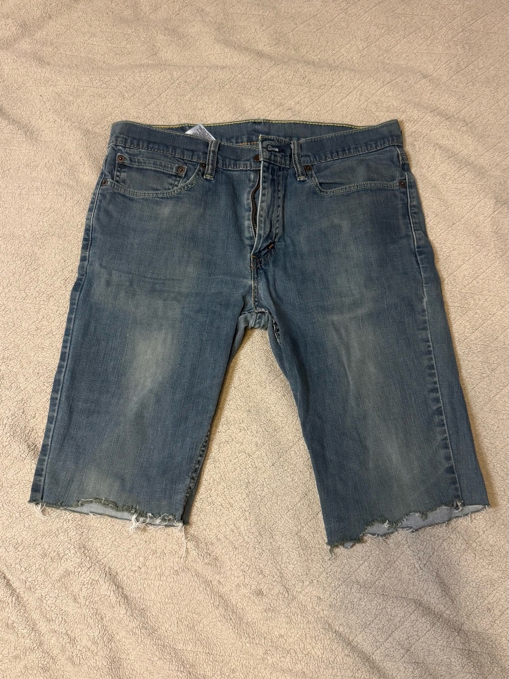 Levi's Medium Blue Frayed Hem Denim Shorts